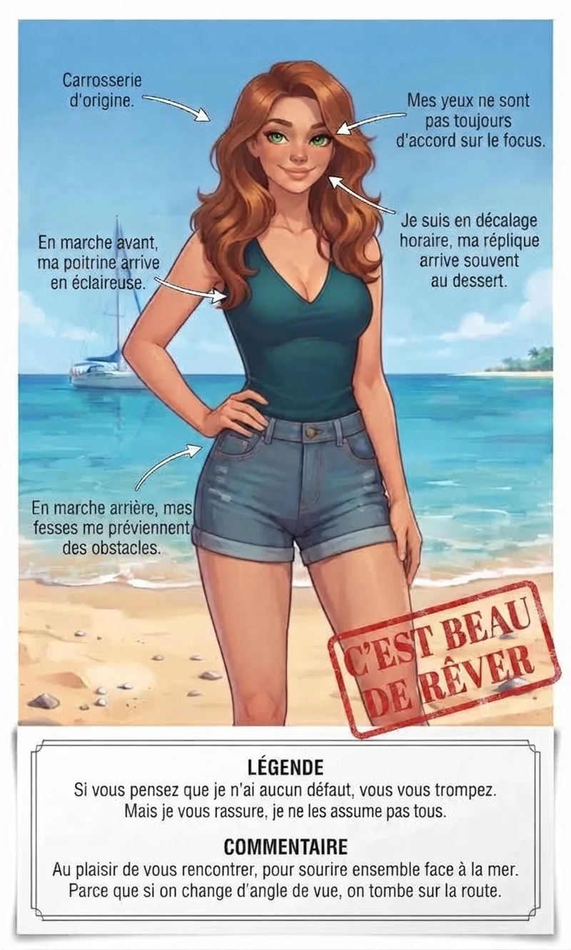 Chapitre 2 — Ma galerie de joyaux imparfaits du roman Le Hamac et les Colibris : le portrait annonce flechee.