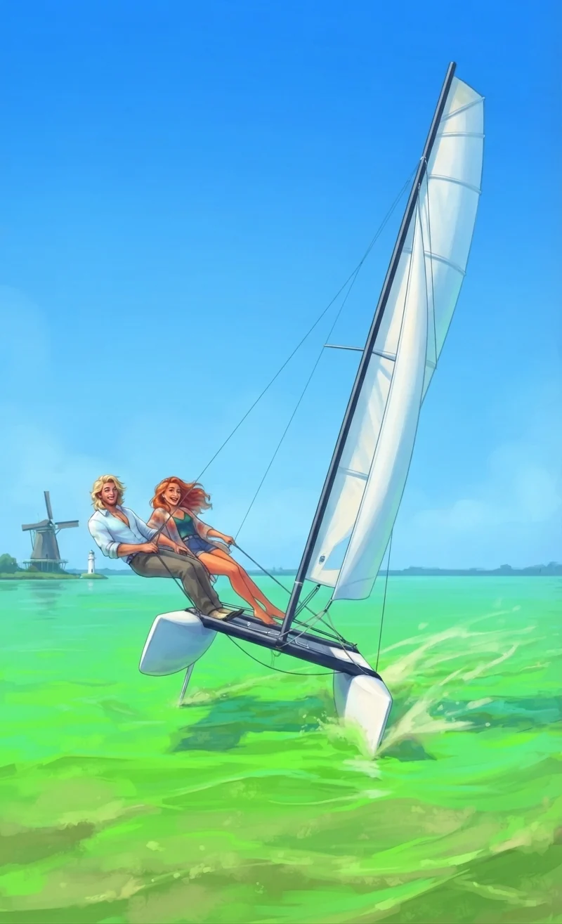 Illustration du chapitre 9 du roman Le Hamac et les Colibris : Overstag