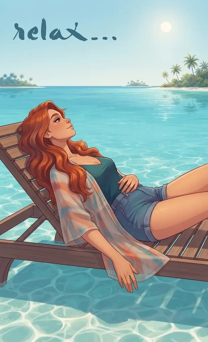 Coraline sur un transat les pieds dans l eau — image du site Le Hamac et les Colibris.