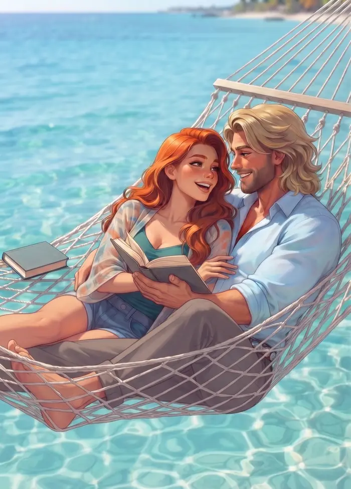 Coraline et l'homme blond en conversation sur le pont du bateau